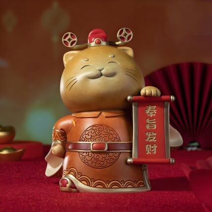 Delicate brass feng shui beckoning cat